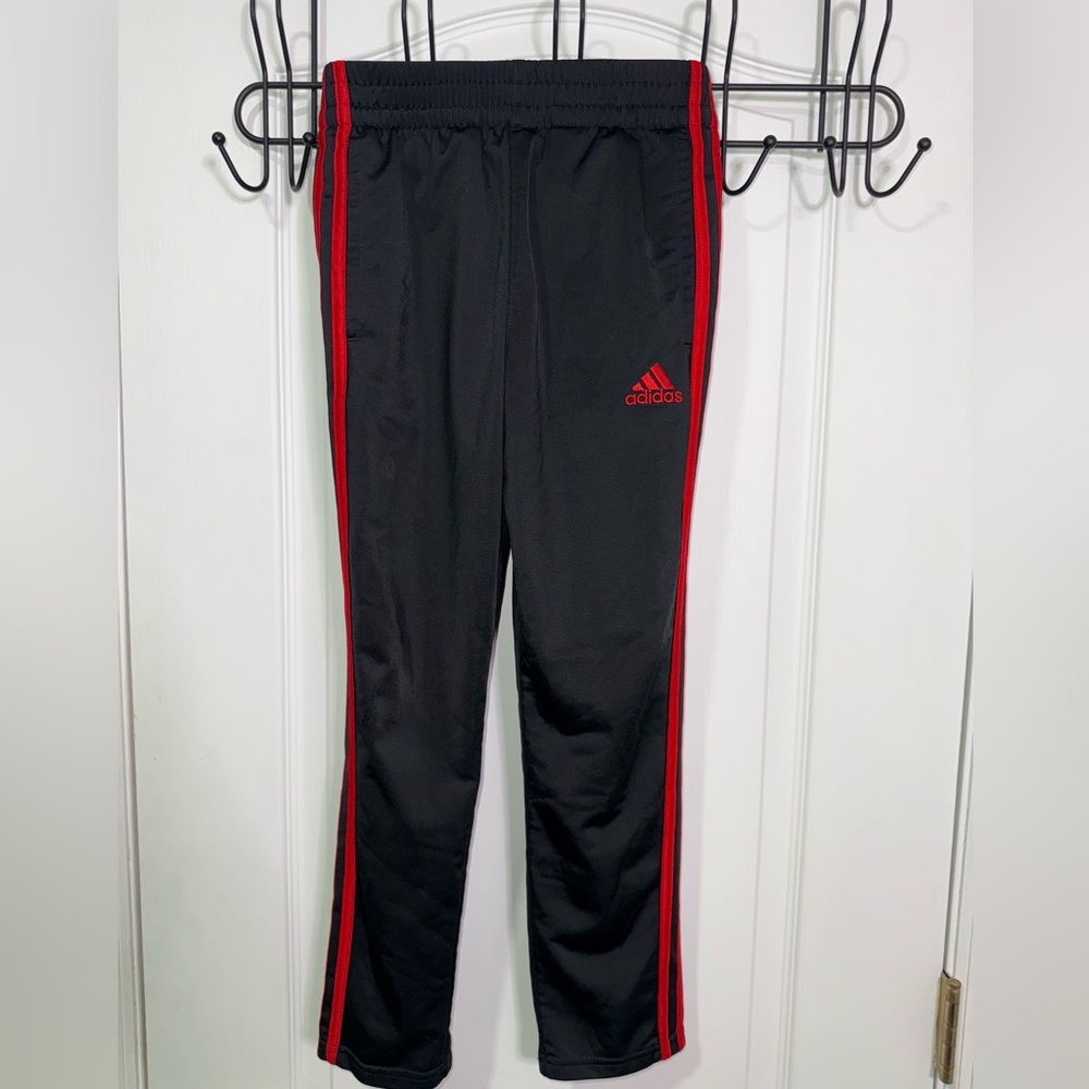 Adidas Black and Red Sweatpants with Elastic Waistband